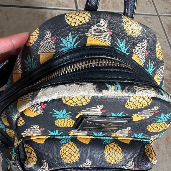 Disney Parks Loungefly Dole Whip Pineapple Swirl Mini Black Backpack Bag **Flaws main image 5